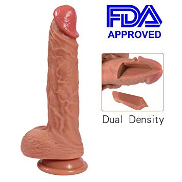 XISE Huge Special Curved 9 Inch Cock Realistic Liquid Silicone Dual Density Designed Dildo Dong With Balls Strong Suction Cup