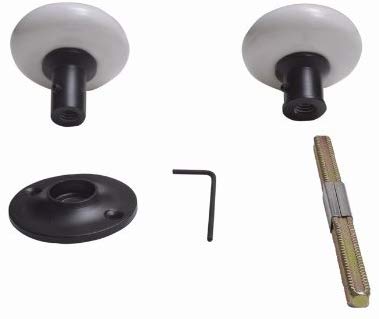 A29 Porcelain Rim Lock Knob Set, White Color, Black Powder Coat Stem