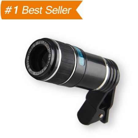 8X-12X Zoom Manual Focus Telescope Camera Lens Clip for Apple iPhone, Samsung and more