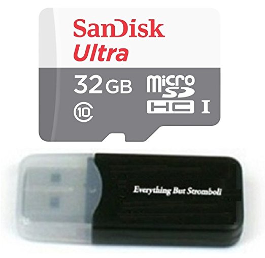 32GB 32G Sandisk Micro SDXC Ultra MicroSD TF Flash Class 10 Memory Card for REXING S300 Dash Cam Pro 1080P V1 2.7" LCD FHD Dashcam Camera w/ Everything But Stromboli Memory Card Reader