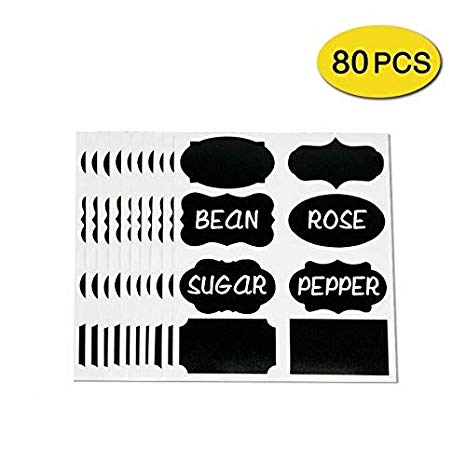 Chalkboard Labels 80 PCS Waterproof Chalk Stickers for Kitchen Cabinet Pantry Closet Mason Jars, Spice Jars, Glass (3.5x2 Inch) for Home & Office