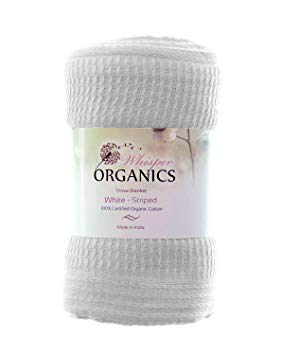 Whisper Organics Organic Cotton Throw Blanket GOTS Certified (60x80, White)