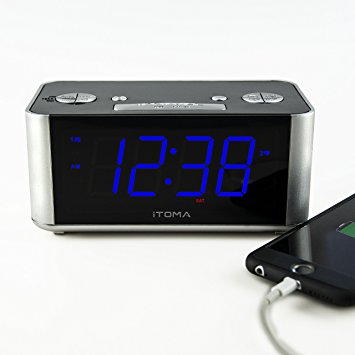 iTOMA Bedside Radio Alarm Clock, Digital FM Clock Radio, Dual Alarm with Snooze, USB Charging Port, Auto Time Setting, Sleep Timer (CKS2708)