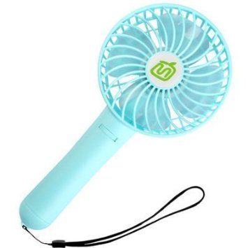Anpress Portable Mini USB / Battery Fan Air Cooling Handheld Fan Palm-Leaf Fan Personal Cooling Fans with 18650 Rechargable Battery for Home and Office,Indoor and Outdoor Activities (Blue)