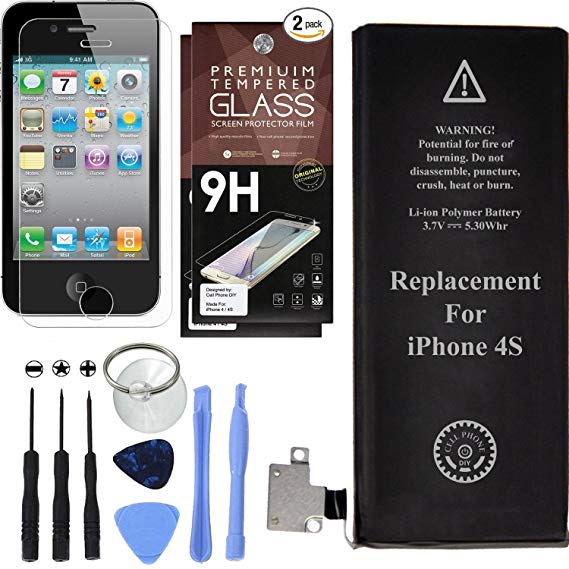 Cell Phone DIY Battery Replacement for iPhone 4S, Complete Repair Kit with Tools