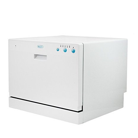 NewAir ADW-2600W 6 Place Setting Portable Countertop Dishwasher With Electronic Controls