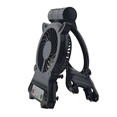 Battery Operated Fan USB Fan Desk Fan Portable Fan with 2200mAh Power Bank and Flash Light for Traveling Fishing Camping Hiking Backpacking Picnic Boating (Black)