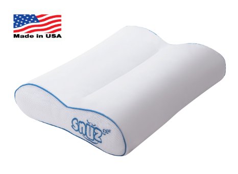 SNUZ Ergonomic Bed Pillow Standard Queen size 300 Thread Count Hypoallergenic Fits All Sleeping Positions. Made In USA