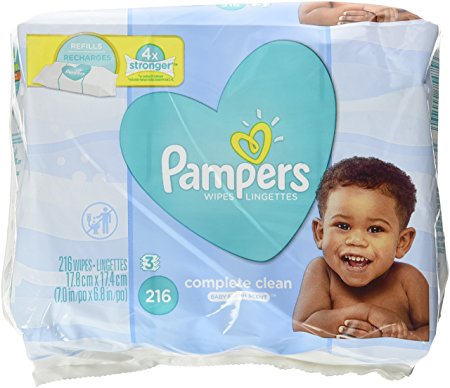 Pampers Complete Clean Scented 3X Refill Baby Wipes, 216 ct