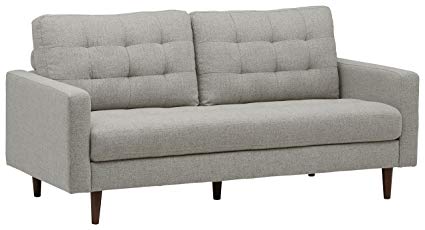 Rivet Cove Mid-Century Tufted Sofa, 80" W, Light Grey