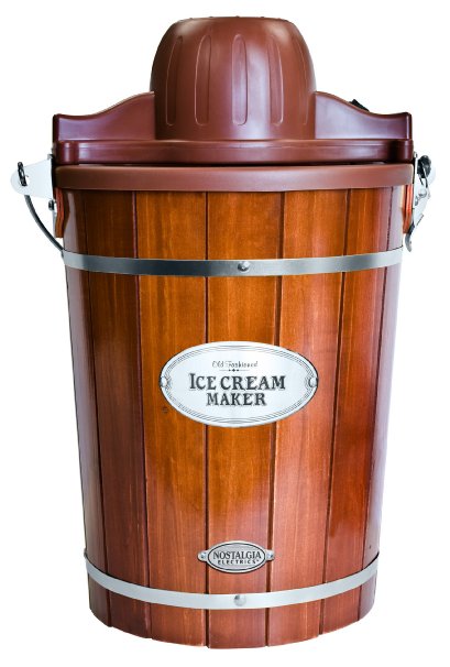 Nostalgia ICMP600WD Vintage Collection 6-Quart Wood Bucket Electric Ice Cream Maker with Easy-Clean Liner