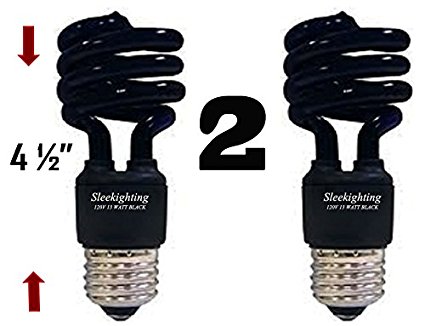 SleekLighting 13 Watt Spiral CFL Black Bug Light Bulb, 120Volt, E26 Medium Base. (Pack of 2)