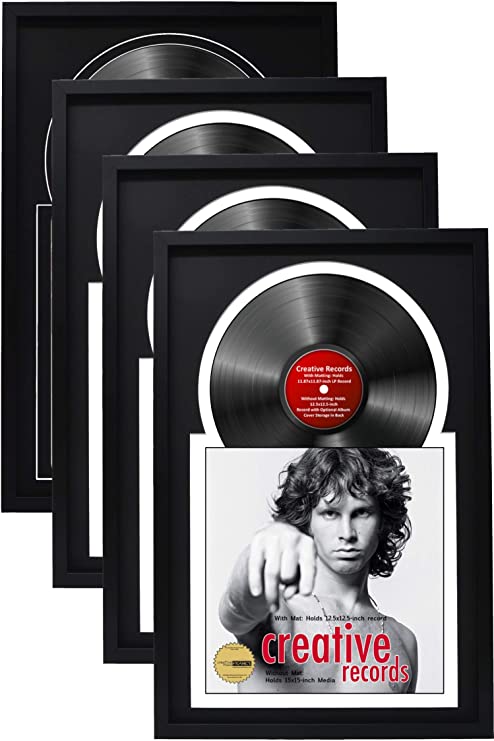 Creative Picture Frames 16" x 24" Jukebox Record Frame Double Black-White Matting Displays Album Cover with 33 Vinyl LP (Pack of 4)