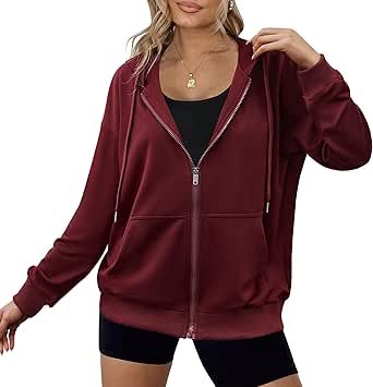 Zeagoo Women's Lightweight Hoodies Full Zip Up Oversized Sweatshirts with Pockets Long Sleeve Thin Casual Hooded Jackets