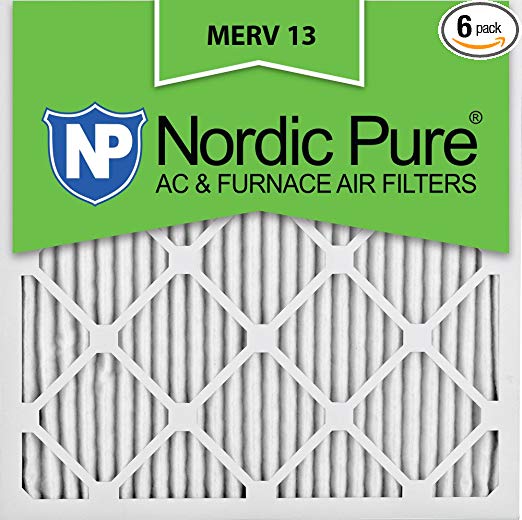 Nordic Pure 14x14x1 MERV 13 Pleated AC Furnace Air Filters 14x14x1M13-6 6 Pack