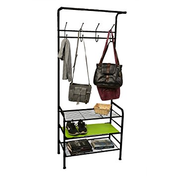 Mind Reader Metal Coat, Shoe Rack, Purses, Scarf, Shelving Organizer, Black