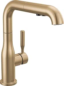 Delta Faucet Almari Pull-Out Kitchen Faucet, Gold Kitchen Faucets with Pull-Out Sprayer, Kitchen Sink Faucet, Faucet for Kitchen Sink with Magnetic Docking, Champagne Bronze 16943-CZ-DST