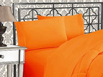 Elegant Comfort 1500 Thread Count Wrinkle & Fade Resistant Egyptian Quality Ultra Soft Luxurious 2-Piece Pillowcases, King Size, Elite Orange