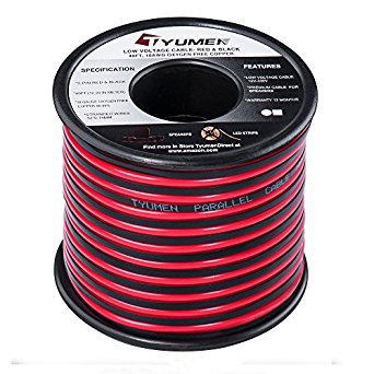 TYUMEN 40 FT 18 Gauge Red Black Cable 2 Conductors Stranded Hookup Wire, 18AWG Electrical Wire - 99.95% Oxygen Free Copper Wires