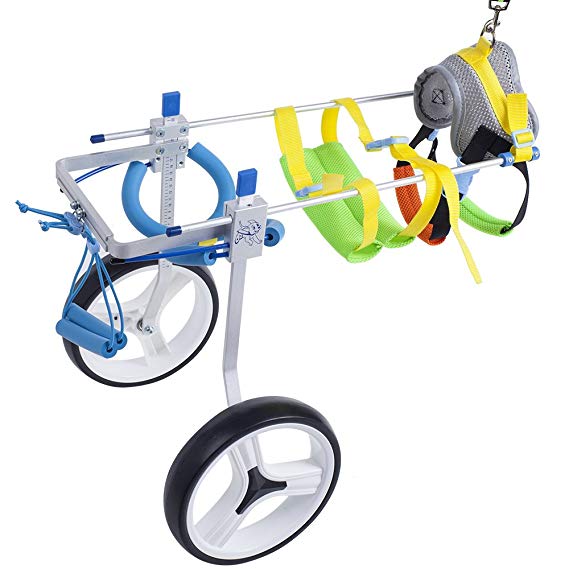 SURPCOS Adjustable Dog Pet Wheelchair, Hind Legs Rehabilitation, 2 Wheels / 4 Wheels Dog Cart Wheels