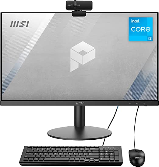 MSI PRO AP241 All-in-One Computer Desktop, 23.8" FHD IPS-Grade LED, Intel Core i3-10105, 8GB Memory, 500GB SSD, WiFi 6, BT 5.1, Black, Windows 10 Home (11M-630US)