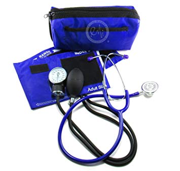 EMI #305 Aneroid Sphygmomanometer Blood Pressure Monitor and Dual Head Stethoscope Kit Set (305, Royal)