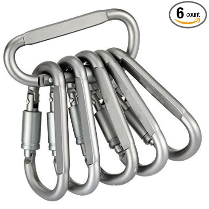 Uning Aluminum D-ring Screw Locking Carabiner Spring Clip Hook Hanging Keychain Buckle for Outdoor Camping Hiking Fishing (Pack of 6)