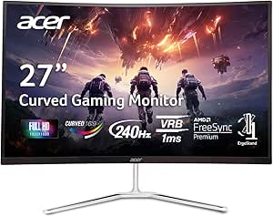 acer Nitro 27" FHD 1920 x 1080 1500R Curved PC Gaming Monitor | AMD FreeSync Premium | 240Hz Refresh | 1ms VRB | VESA Mountable | HDR10 | 1 x Display Port 1.4 & 2 x HDMI 2.0 | EDA270 X2biip