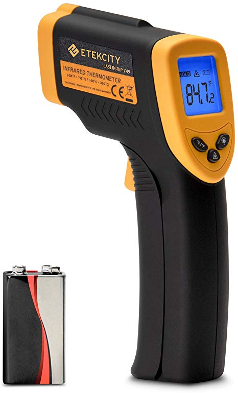 Etekcity Lasergrip 749 Digital Infrared thermometer, Standard Size, Black/Yellow