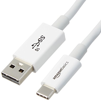 AmazonBasics USB Type-C to USB-A Male 3.1 Gen2 Cable - 3 Feet  (0.9 Meters) - White