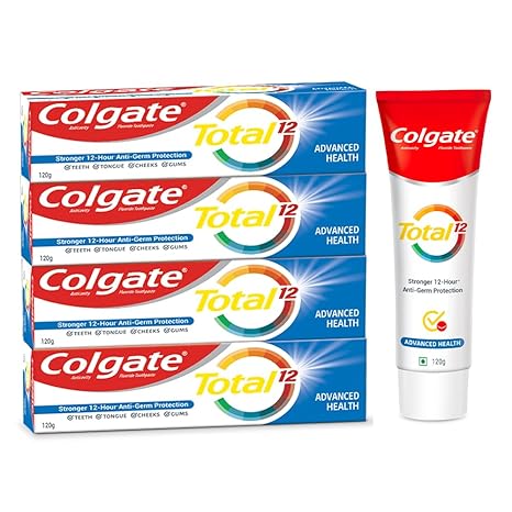 Colgate Total Whole Mouth Health, Antibacterial Toothpaste, 480gm (Advanced Health), World's No. 1* Germ-fighting Toothpaste