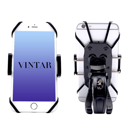 Bike Phone Mount, Vintar Universal Bicycle Handlebar & Motorcycle Holder Cradle for iPhone 6S plus 5S 5C, Samsung Galaxy S7 Edge Note 5, LG G5, HTC10 and more (360 Degree Rotation, Rubber Strap)