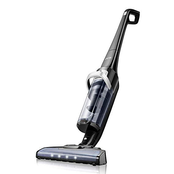 Deik Cordless Vacuum Cleaner, Vacuum Cleaner with 28.8V Li-ion Battery Powered, Lightweight Rechargeable Bagless Stick Vacuum, Cyclonic HEPA Filtration System with LED Brush