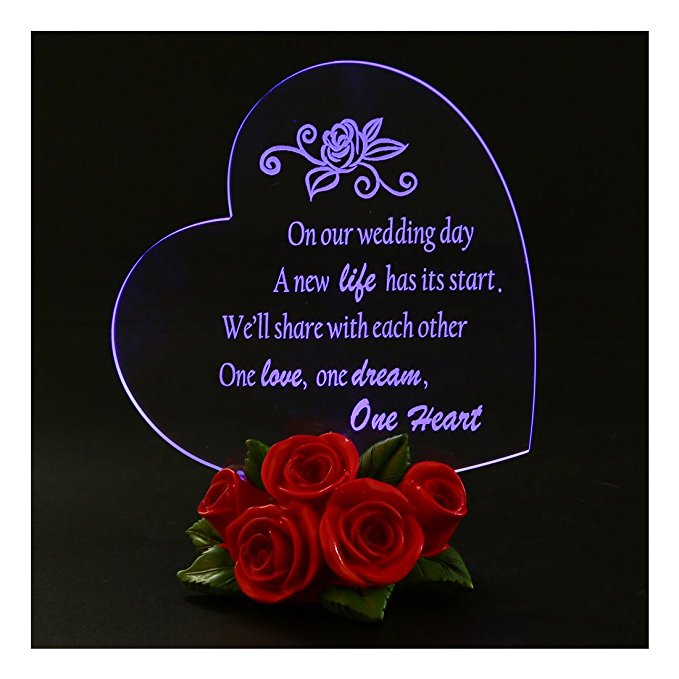 Giftgarden LED Decor Sweet Heart with Rose Wedding Gift, Wedding Cake Topper,Wedding Souvenirs