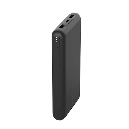 Belkin 20000 mAh 15W PD 3.0 Slim Fast Charging Power Bank with 1 USB-C and 2 USB-A Ports to Charge 3 Devices Simultaneously, for iPhones, Android Phones, Smart Watches & More - Black