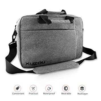 XUZOU Laptop Briefcase,15.6 Inch Laptop Bag, Stylish Nylon Multi-Functional Shoulder Messenger Bag for Notebook Business Office Bag for Men Women (Gray )