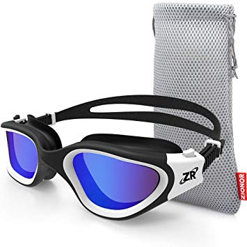 Zionor Swimming Goggles, G6 Swim Goggles with Mirror/Clear Lens UV Protection Watertight Anti-fog Adjustable Strap Comfort fit for Unisex Adult Men Women Junior