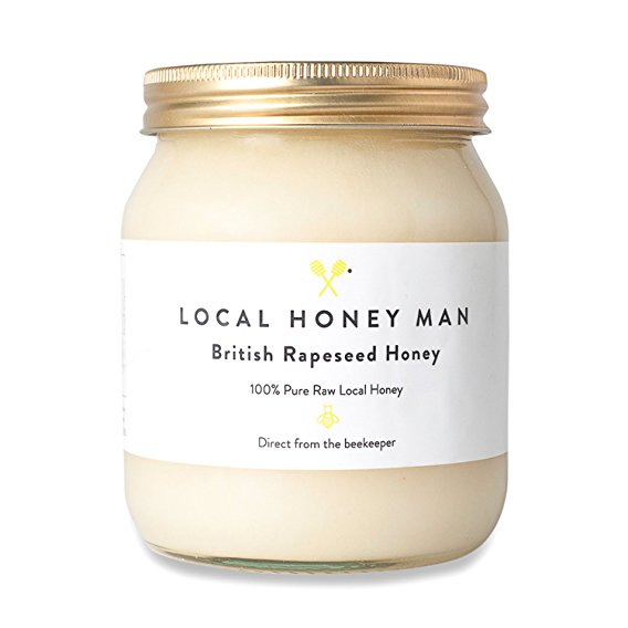 Local Honey Man British/UK Raw Local Unpasteurised Rapeseed  Honey, 340g Glass Jar