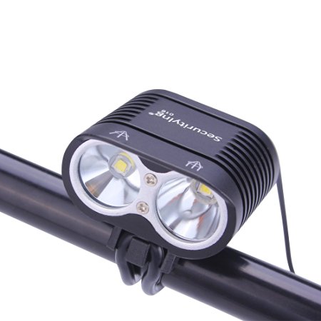 SecurityIng Waterproof 1800 Lumens 4 Modes LED Bicycle Light Special Disign Long or Short Range Lighting Modes Super Bright Lighting Lamp Bicycle Headlight LED Headlamp Flashlight Torch with 8.4V Rechargeable Battery Pack & Charger