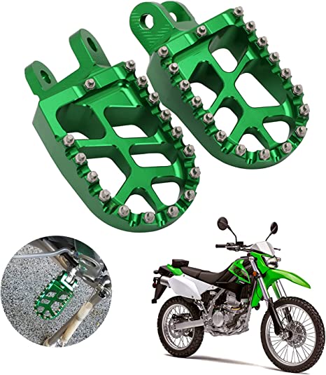 AnXin Foot Pegs Footpegs Footrests Foot Pedals Rests CNC MX For KLR650 87-18 2022 KLX250R 94-96 KLX250 06-20 KLX250S 09-14 KLX250SF 09-10 KLX300R 97-07 2020 KLX650 93-96 KLX650R 96 Dirt Bike Green