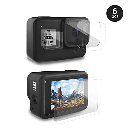 [6pcs] FINEST  Screen Protector for GoPro Hero 8 Black Tempered Glass Screen Protector   Tempered Glass Lens Protector   Tempered Glass Small Display Film for Go Pro Hero8 Action Camera