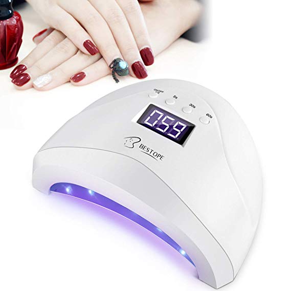 BESTOPE 24 X 48W LED Nail Dryer UV Lamp with 4 Timmer Setting,Professional Nail Curing Lamp for Gel Polish with Sensor