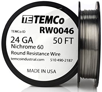 TEMCo Nichrome 60 series wire 24 Gauge 50 Ft Resistance AWG ga
