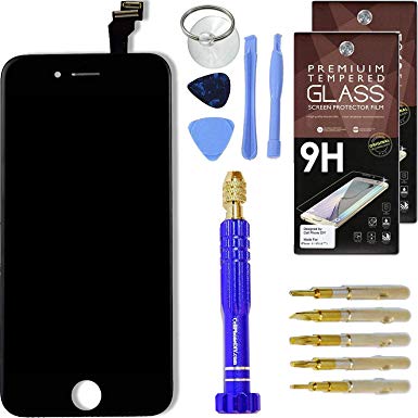 Cell Phone DIY Black iPhone 6 Screen Replacement 4.7", LCD Touch Screen Digitizer Assembly Set   Premium Glass Screen Protector   Free Repair Tool Kit