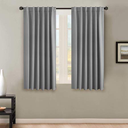 H.VERSAILTEX Thermal Insulated Blackout Curtains for Bedroom, Rod Pocket/Back Tab Window Panel Drapes - 2 Panels - Grey, 52x63 Inch