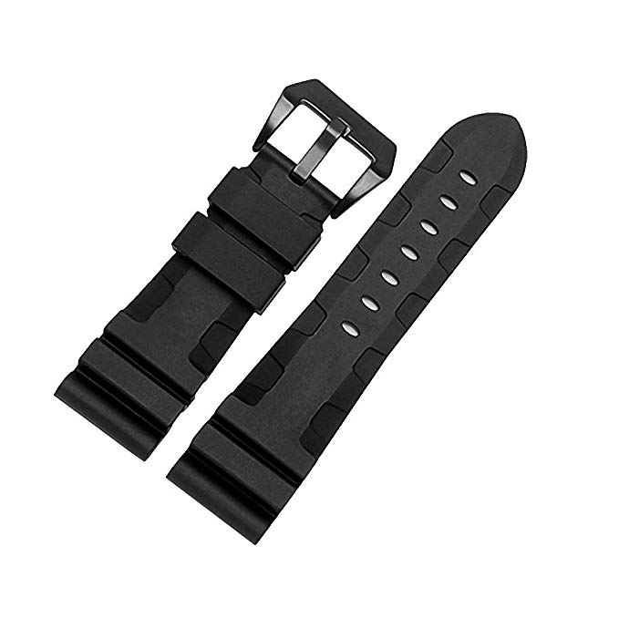 24mm Rubber Diver Replacement Watch Band PVD Buckle fit for Men Panerai Luminor Radiomir 42mm