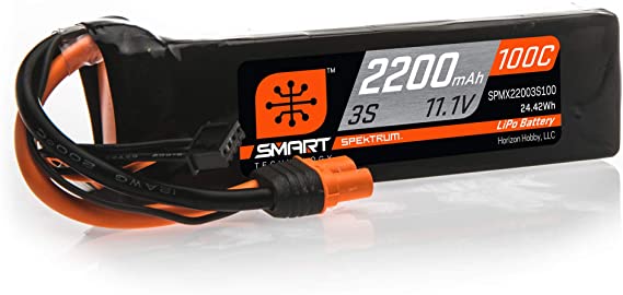 Spektrum 11.1V 2200mAh 3S 100C Smart LiPo Battery: IC3, SPMX22003S100