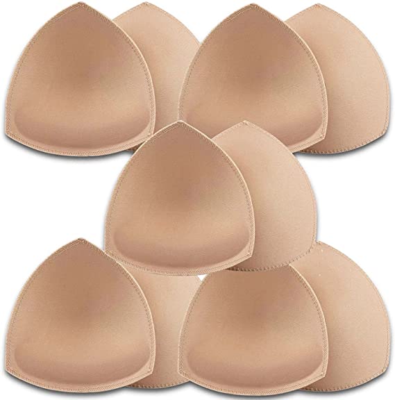 5 Pairs Bra Pads Inserts,Removable, Air Cotton,Foam Sponge,Breathable (Beige#, A/B CUP)