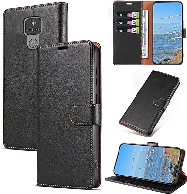KKEIKO Case for Moto G Play 2021, RFID Blocking PU Leather Wallet Case with Card Holder, Magnetic Flip Cover Compatible with Moto G Play 2021, Black