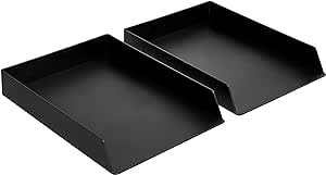 Amazon Basics Rectangular Plastic Organizer - 12-Pack, Letter Tray, Black